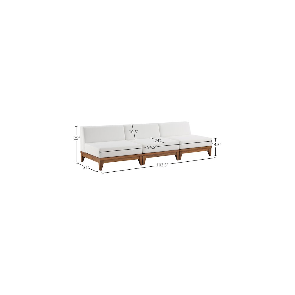Rio Off White Water Resistant Fabric Outdoor Patio Modular Sofa