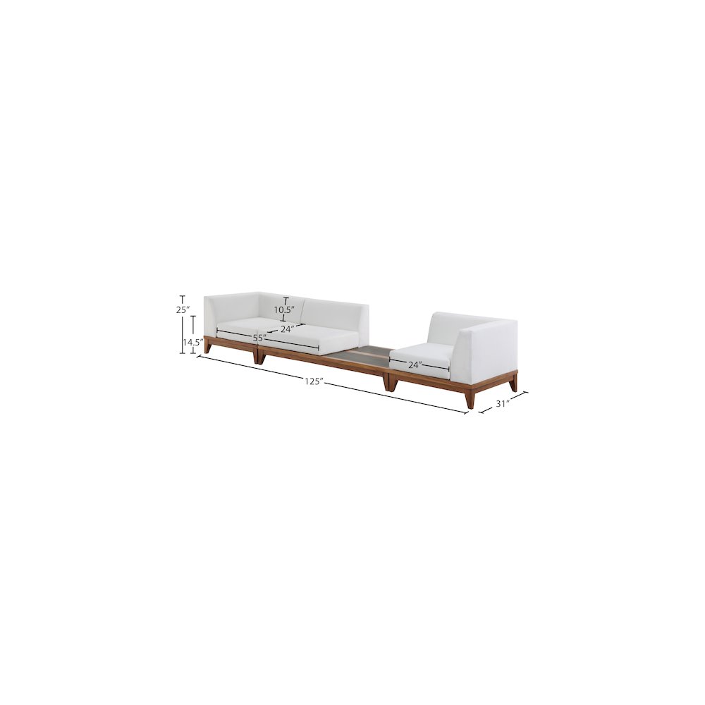Rio Off White Water Resistant Fabric Outdoor Patio Modular Sofa