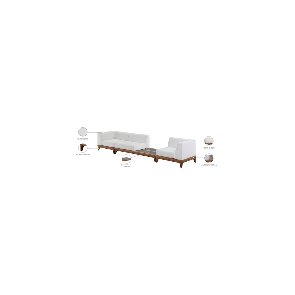 Rio Off White Water Resistant Fabric Outdoor Patio Modular Sofa