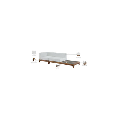 Rio Off White Water Resistant Fabric Outdoor Patio Modular Sofa