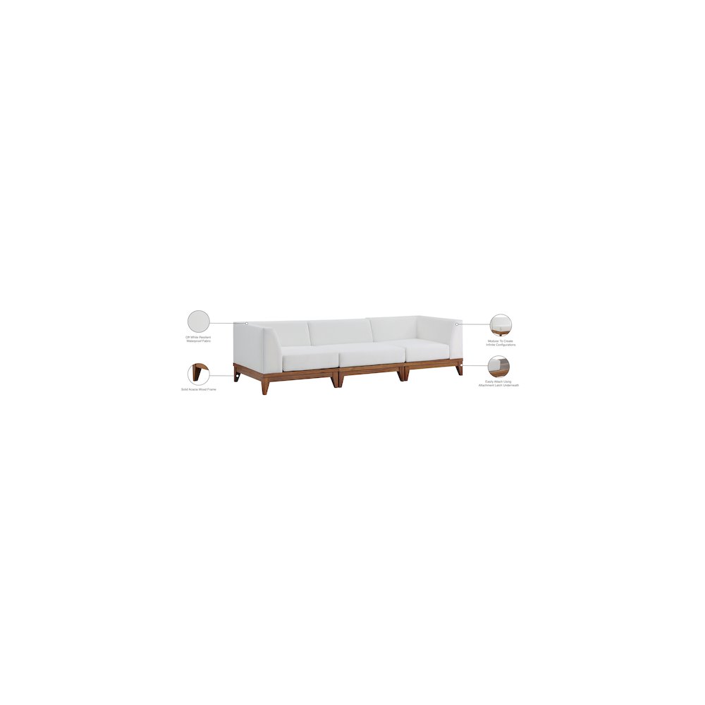 Rio Off White Water Resistant Fabric Outdoor Patio Modular Sofa