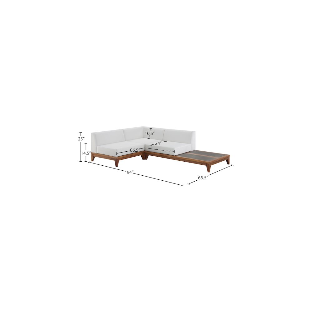 Rio Off White Water Resistant Fabric Outdoor Patio Modular Sectional