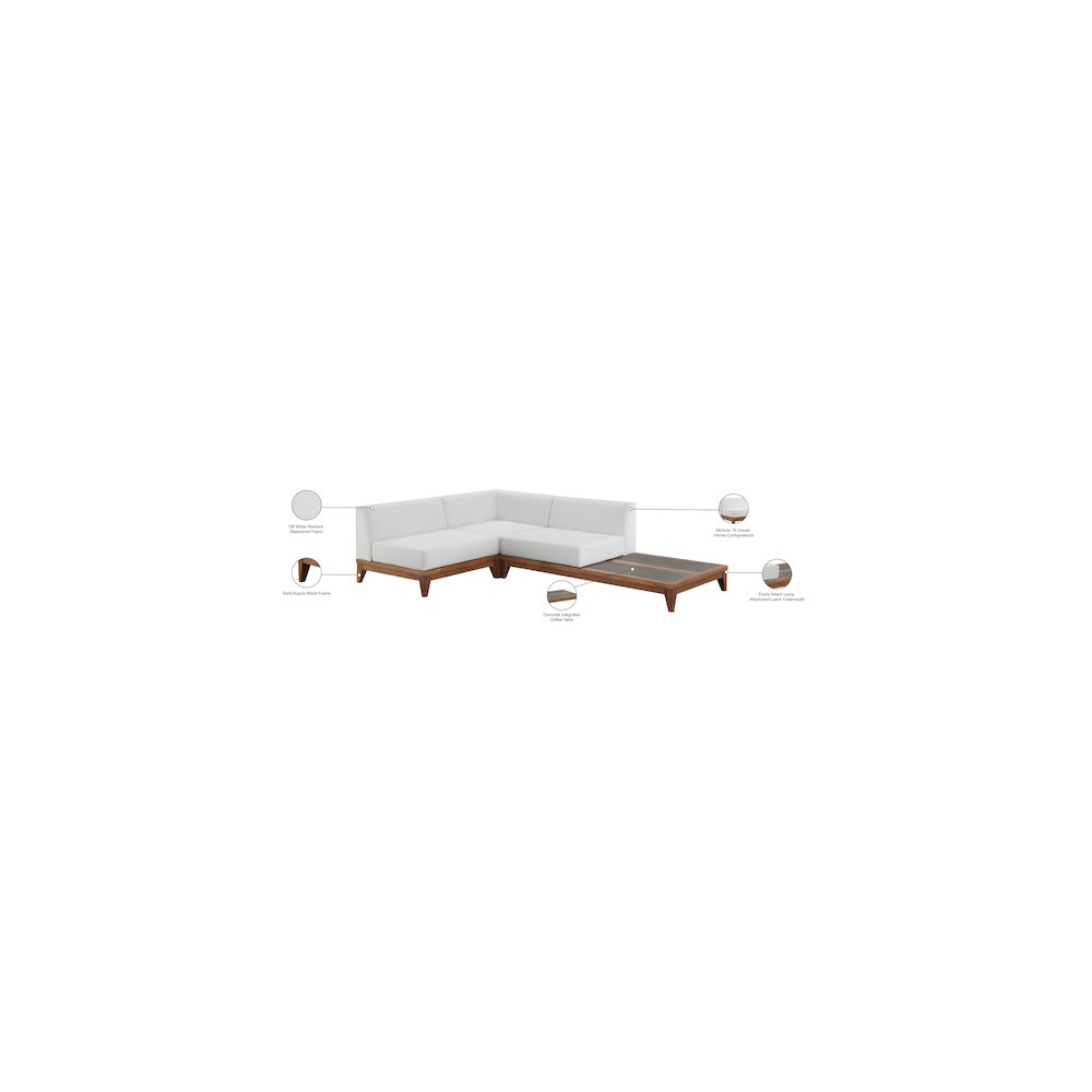 Rio Off White Water Resistant Fabric Outdoor Patio Modular Sectional