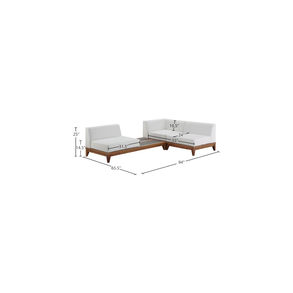 Rio Off White Water Resistant Fabric Outdoor Patio Modular Sectional