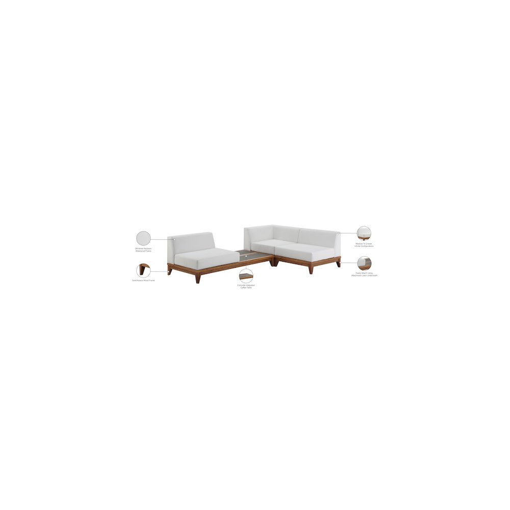 Rio Off White Water Resistant Fabric Outdoor Patio Modular Sectional