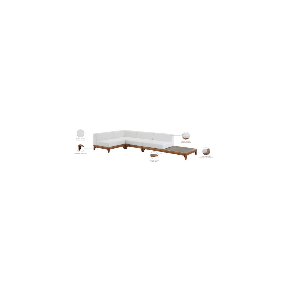Rio Off White Water Resistant Fabric Outdoor Patio Modular Sectional