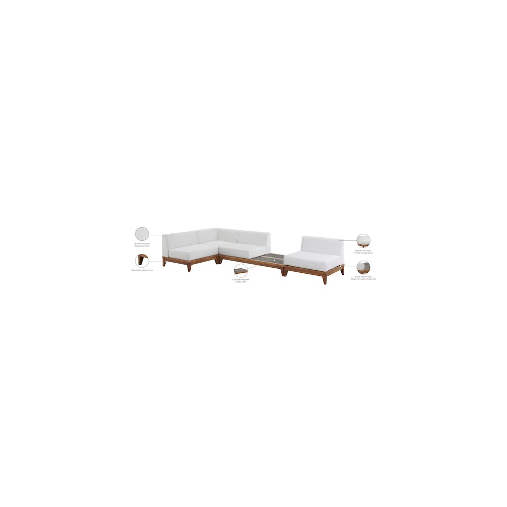 Rio Off White Water Resistant Fabric Outdoor Patio Modular Sectional
