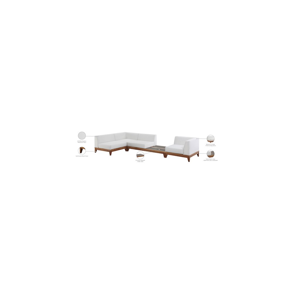 Rio Off White Water Resistant Fabric Outdoor Patio Modular Sectional