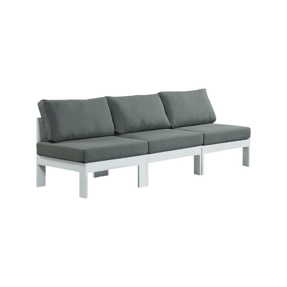 Gray Fabric Outdoor Modular Sofa With Contemporary Style And Cushioned Seats
