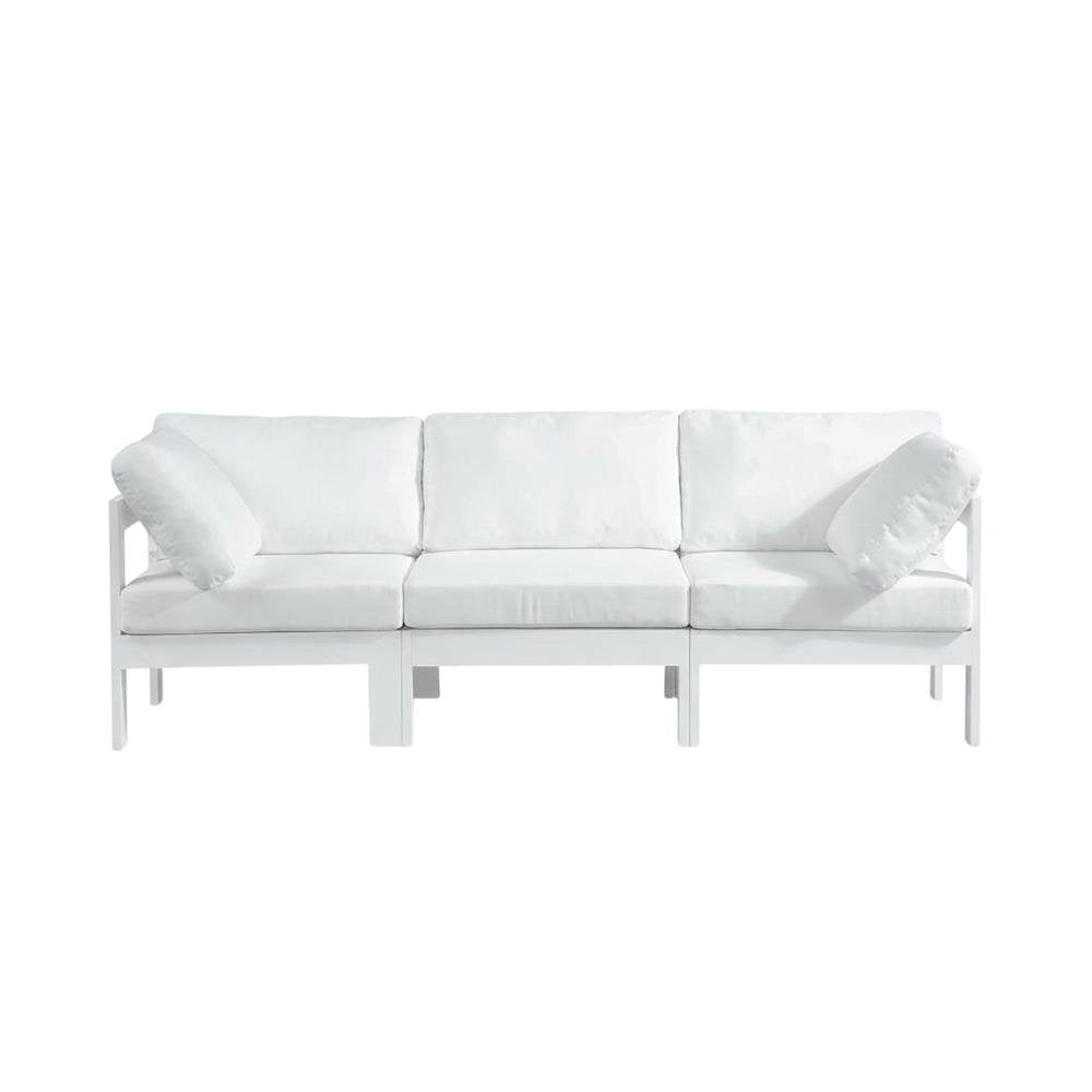 White Fabric Outdoor Modular Sofa With Contemporary Style And Cushioned Seating