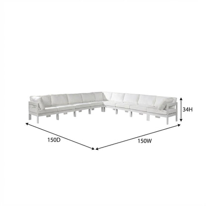 White Fabric Outdoor Patio Modular Sectional With Contemporary Style