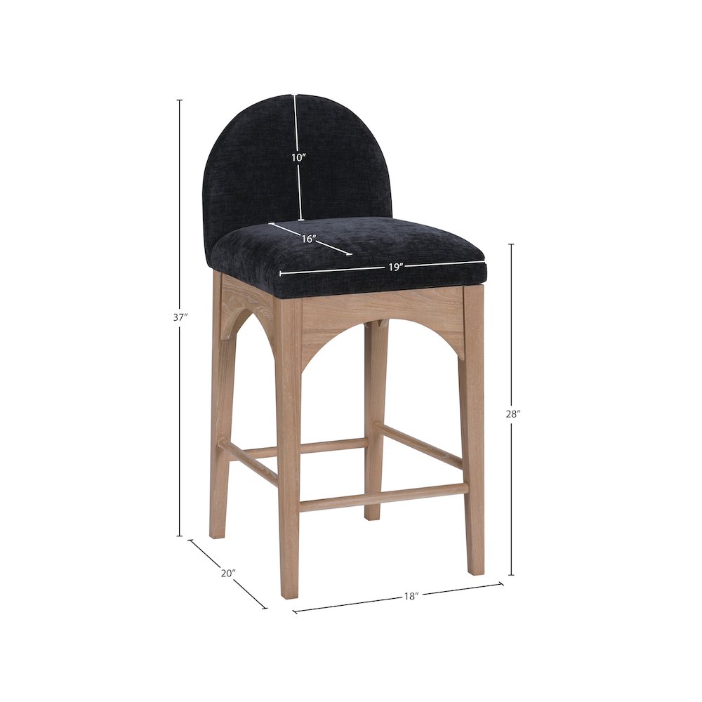 Waldorf Black Chenille Fabric Stool