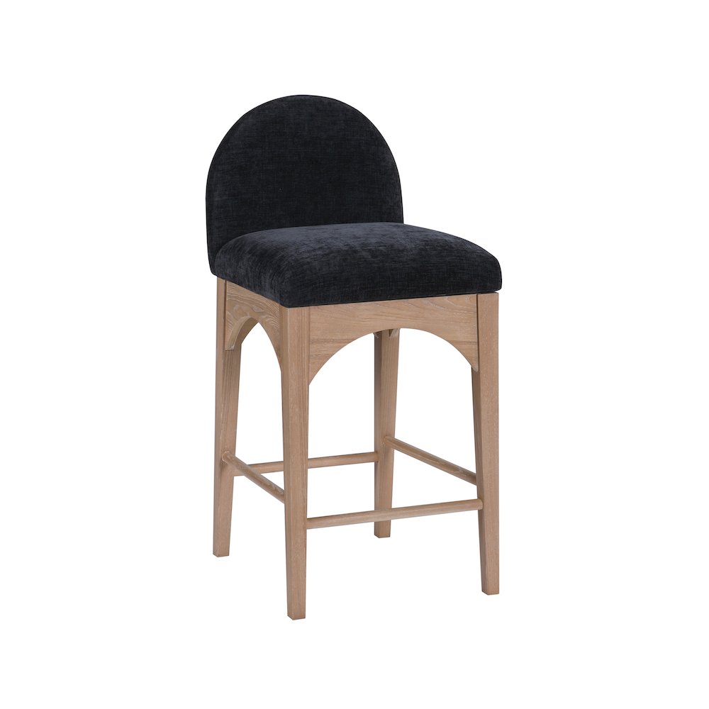 Waldorf Black Chenille Fabric Stool