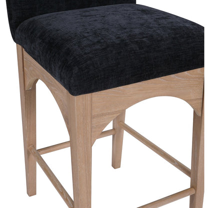 Waldorf Black Chenille Fabric Stool