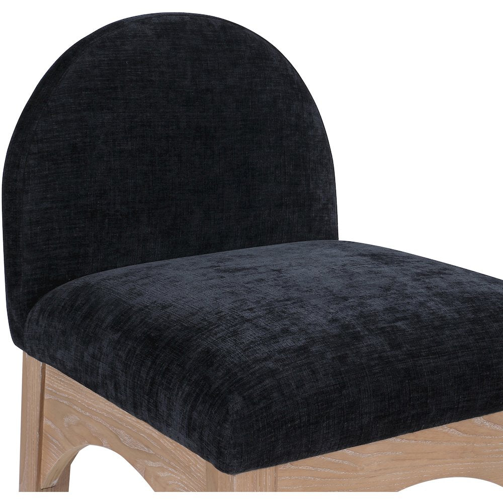 Waldorf Black Chenille Fabric Stool