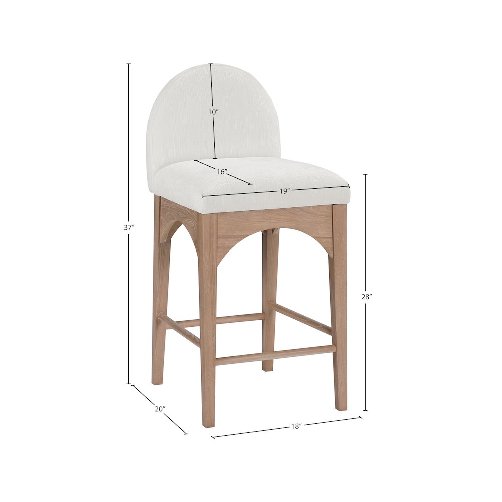 Waldorf Cream Chenille Fabric Stool