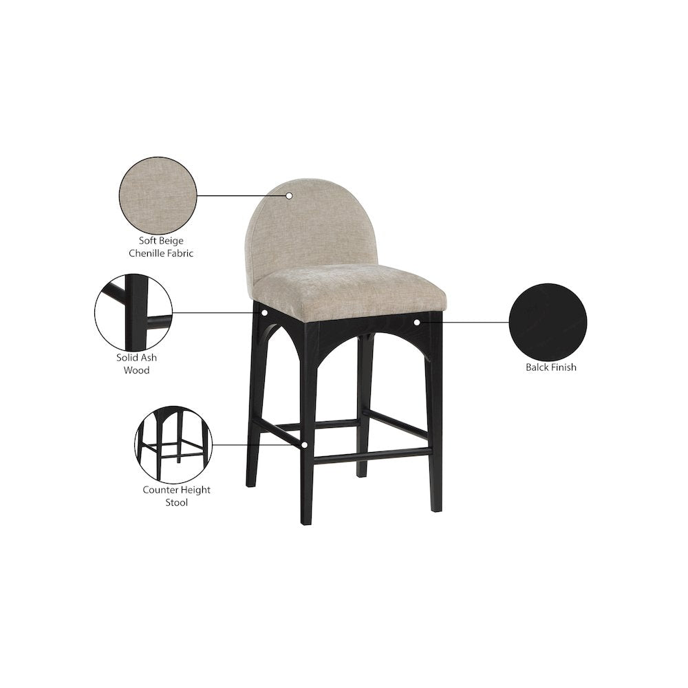 Waldorf Beige Chenille Fabric Stool
