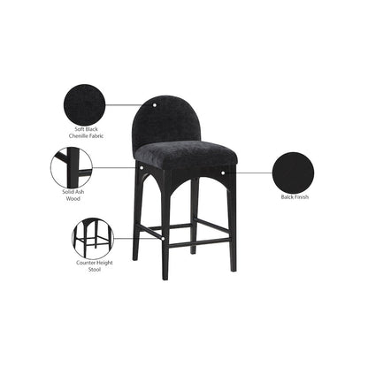 Waldorf Black Chenille Fabric Stool