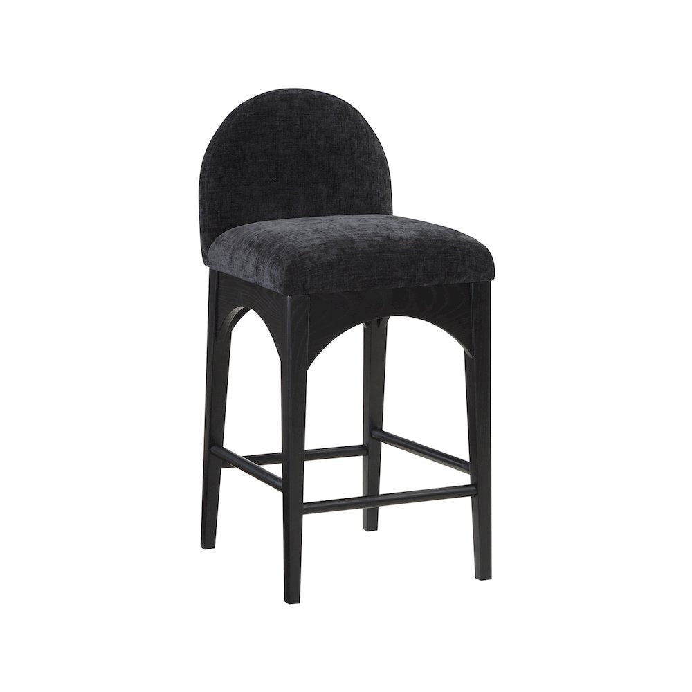 Waldorf Black Chenille Fabric Stool