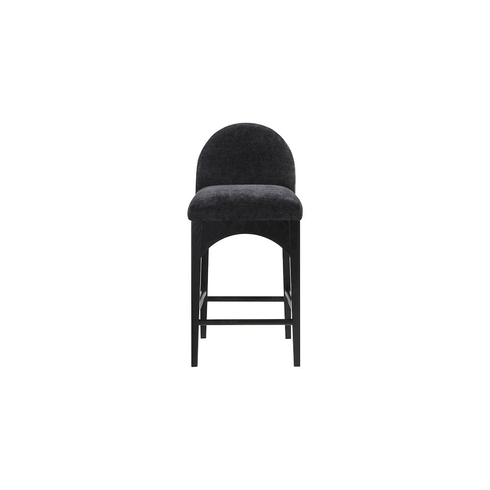 Waldorf Black Chenille Fabric Stool