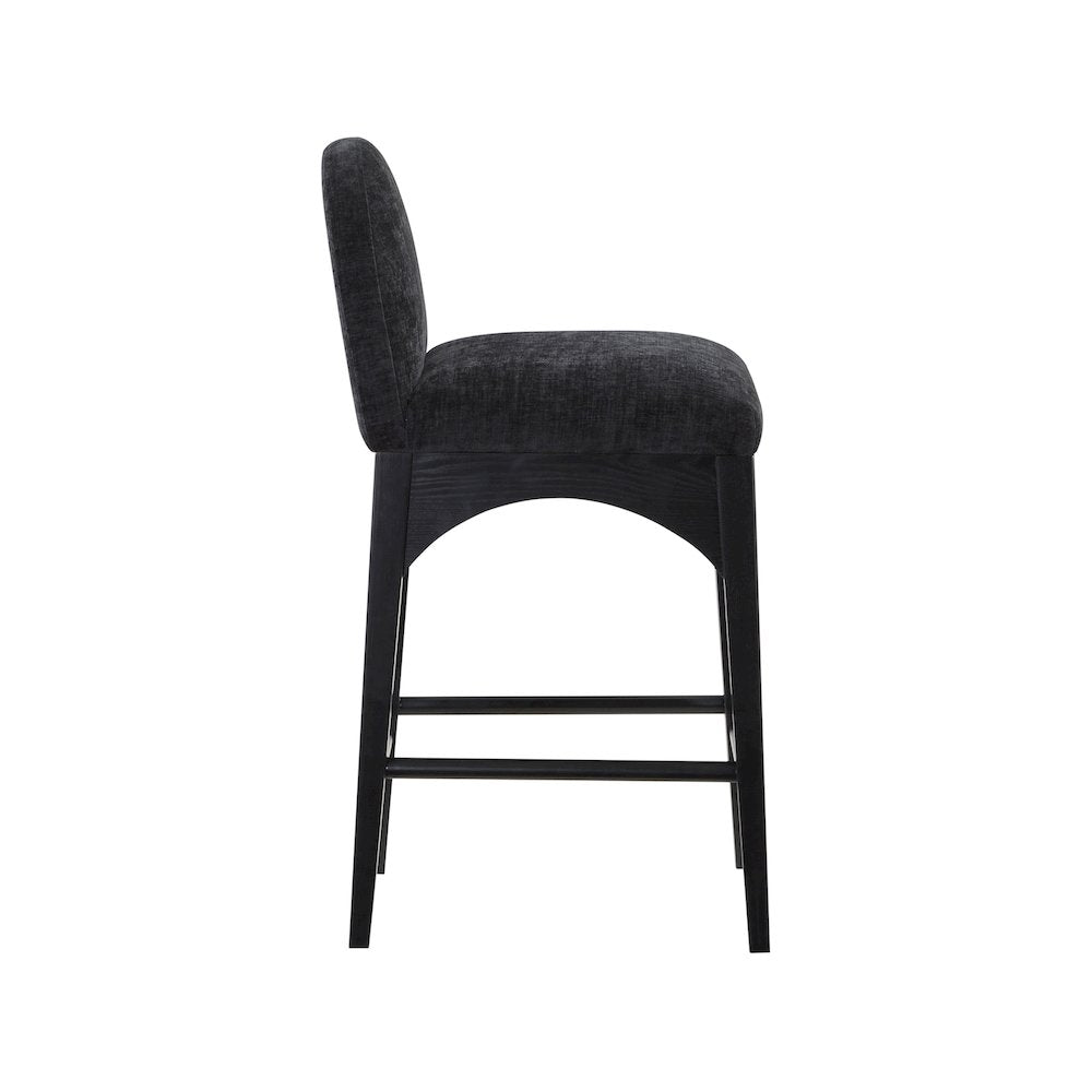 Waldorf Black Chenille Fabric Stool