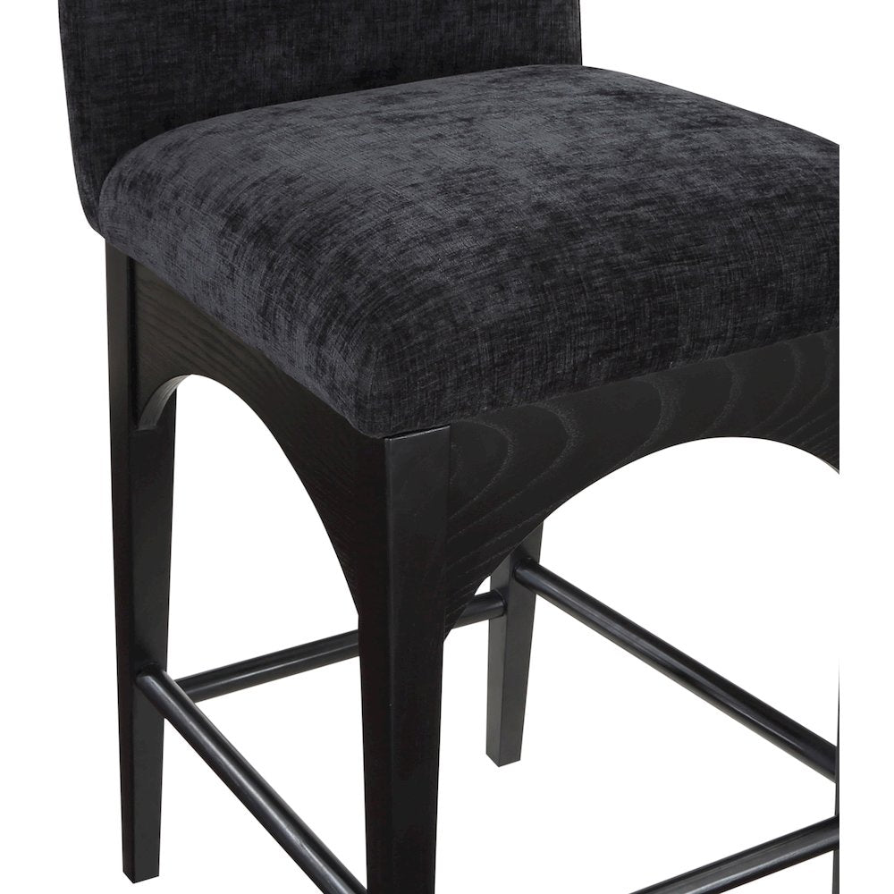 Waldorf Black Chenille Fabric Stool