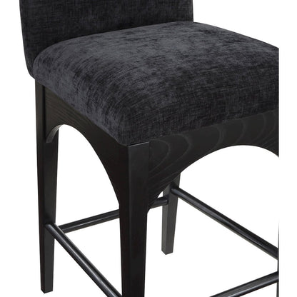 Waldorf Black Chenille Fabric Stool
