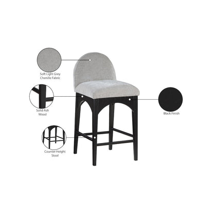 Waldorf Grey Chenille Fabric Stool