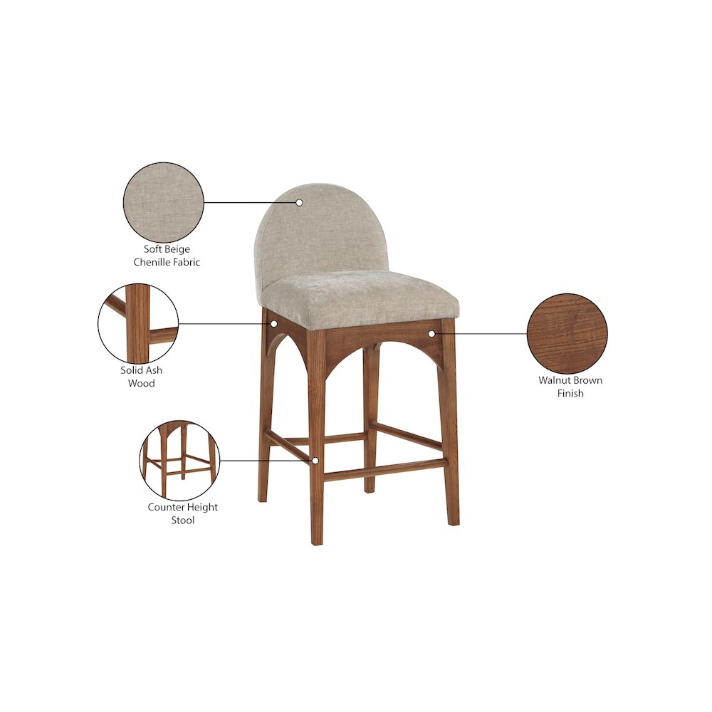 Waldorf Beige Chenille Fabric Stool