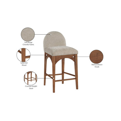 Waldorf Beige Chenille Fabric Stool