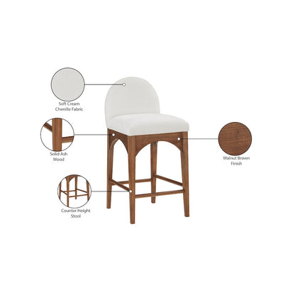 Waldorf Cream Chenille Fabric Stool