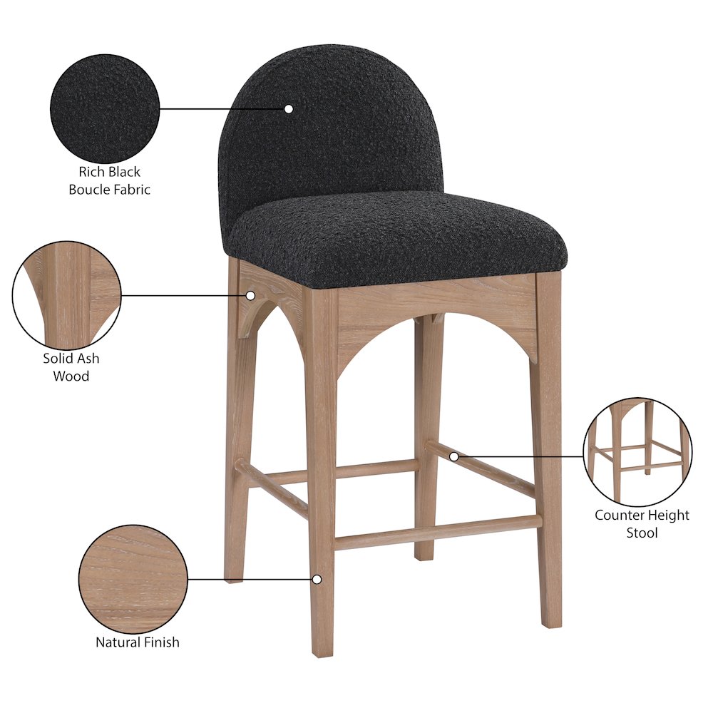 Waldorf Black Boucle Fabric Stool