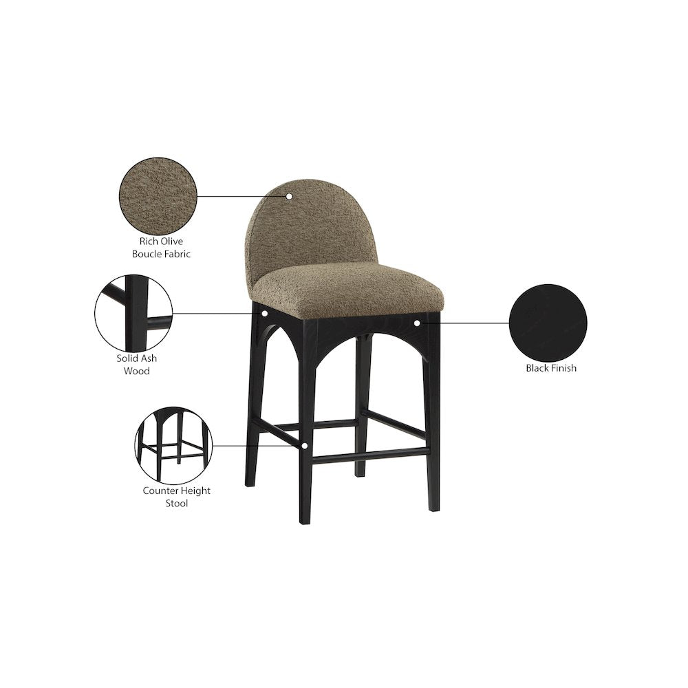 Waldorf Olive Boucle Fabric Stool