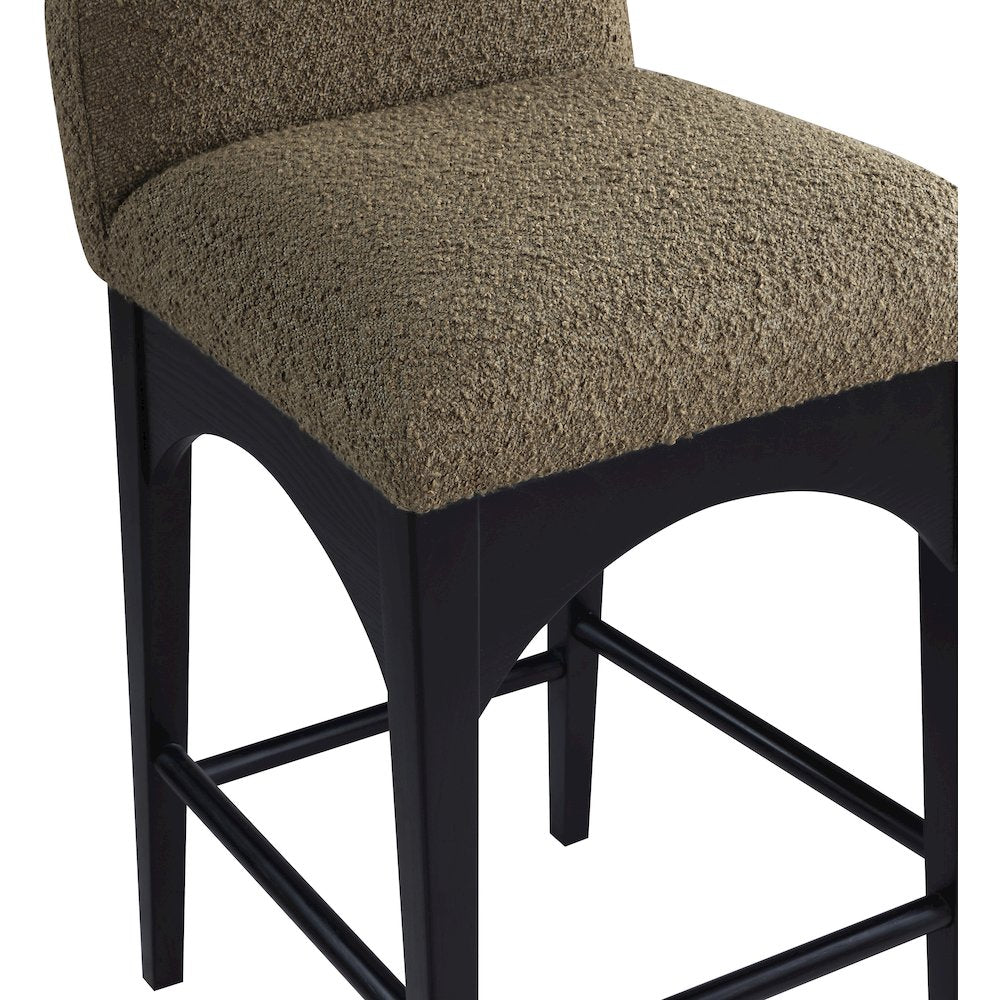 Waldorf Olive Boucle Fabric Stool