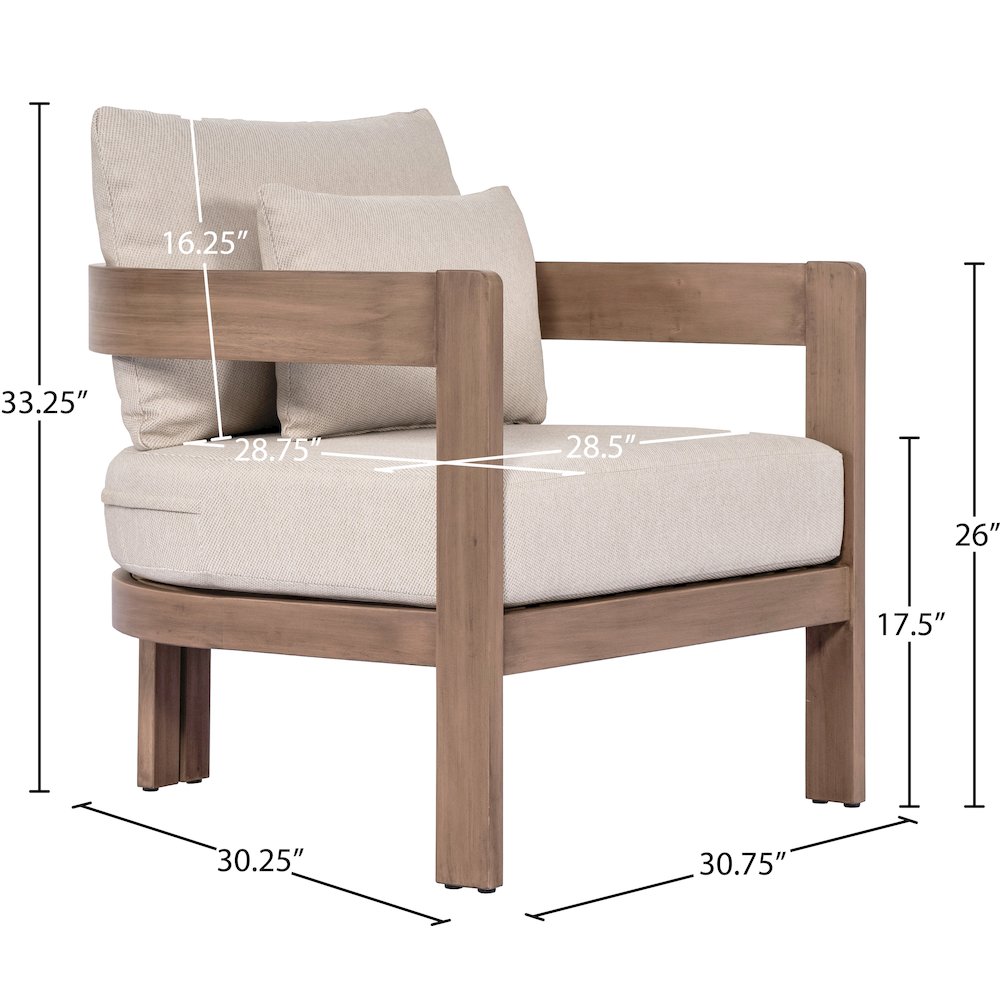 Newport Beige Water Resistant Fabric Upholstered Outdoor Patio Chair