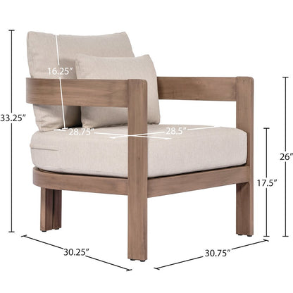 Newport Beige Water Resistant Fabric Upholstered Outdoor Patio Chair