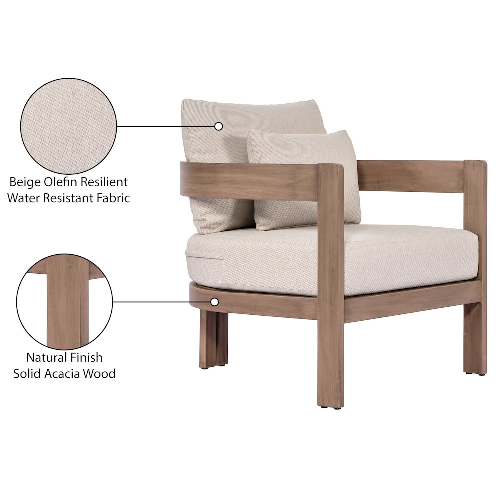 Newport Beige Water Resistant Fabric Upholstered Outdoor Patio Chair