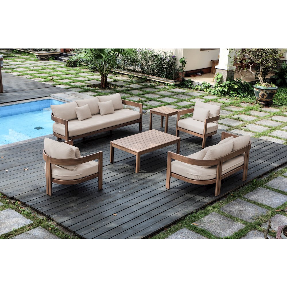 Newport Beige Water Resistant Fabric Upholstered Outdoor Patio Chair