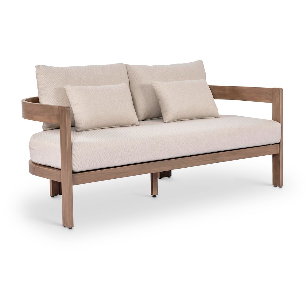 Newport 65" Beige Water Resistant Fabric Upholstered Outdoor Patio Loveseat