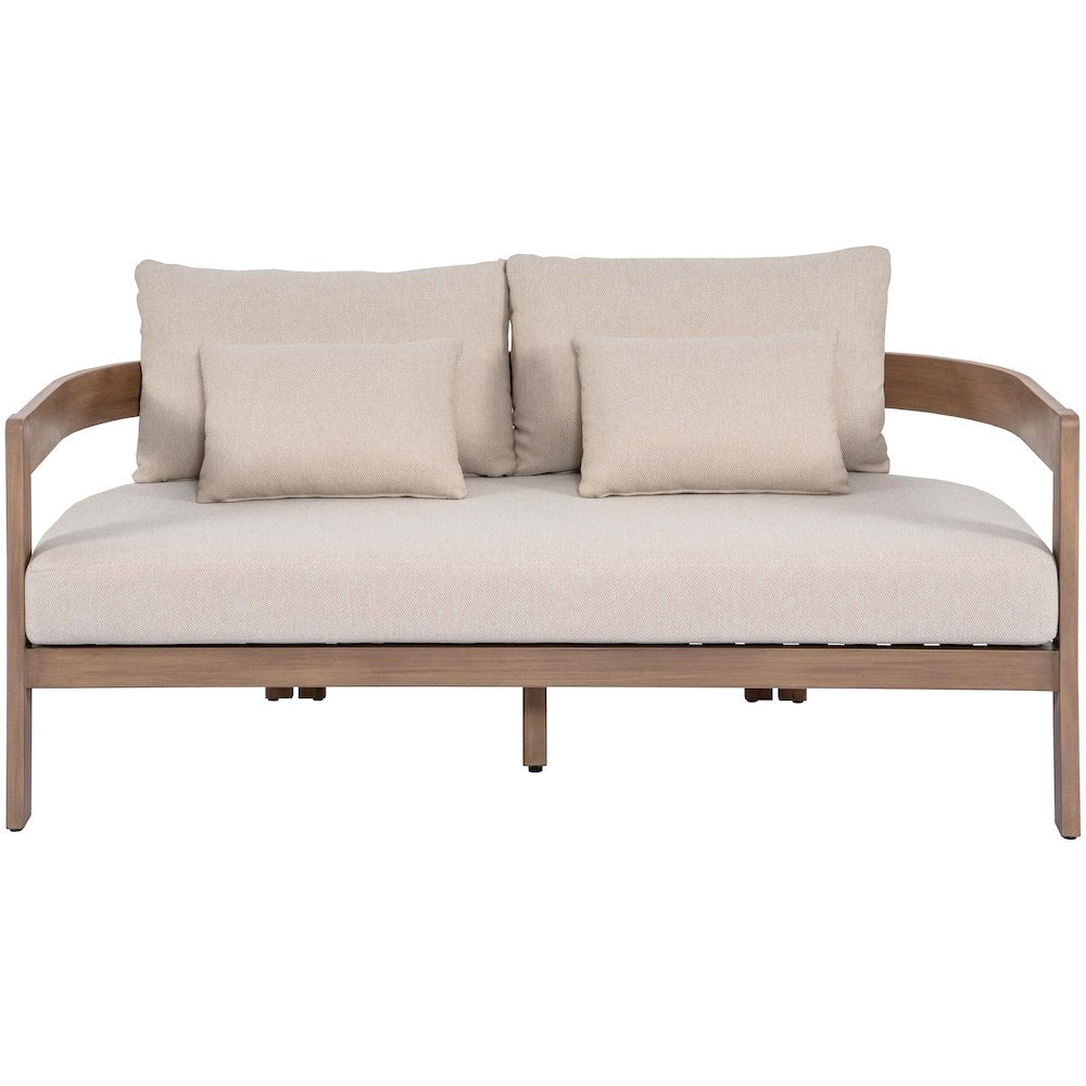 Newport 65" Beige Water Resistant Fabric Upholstered Outdoor Patio Loveseat