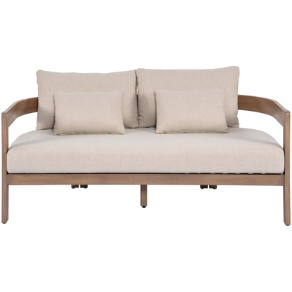 Newport 65" Beige Water Resistant Fabric Upholstered Outdoor Patio Loveseat