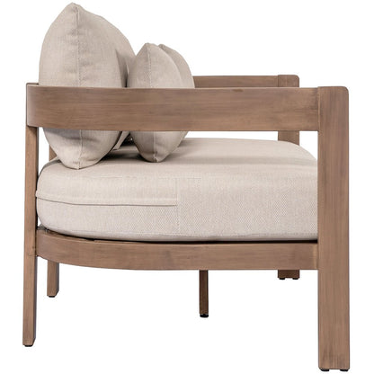 Newport 65" Beige Water Resistant Fabric Upholstered Outdoor Patio Loveseat