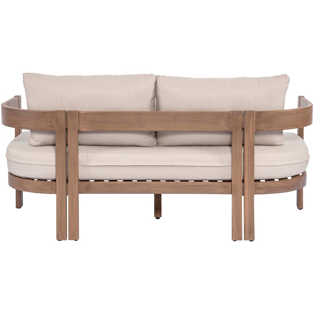 Newport 65" Beige Water Resistant Fabric Upholstered Outdoor Patio Loveseat