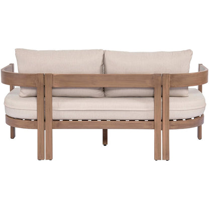 Newport 65" Beige Water Resistant Fabric Upholstered Outdoor Patio Loveseat
