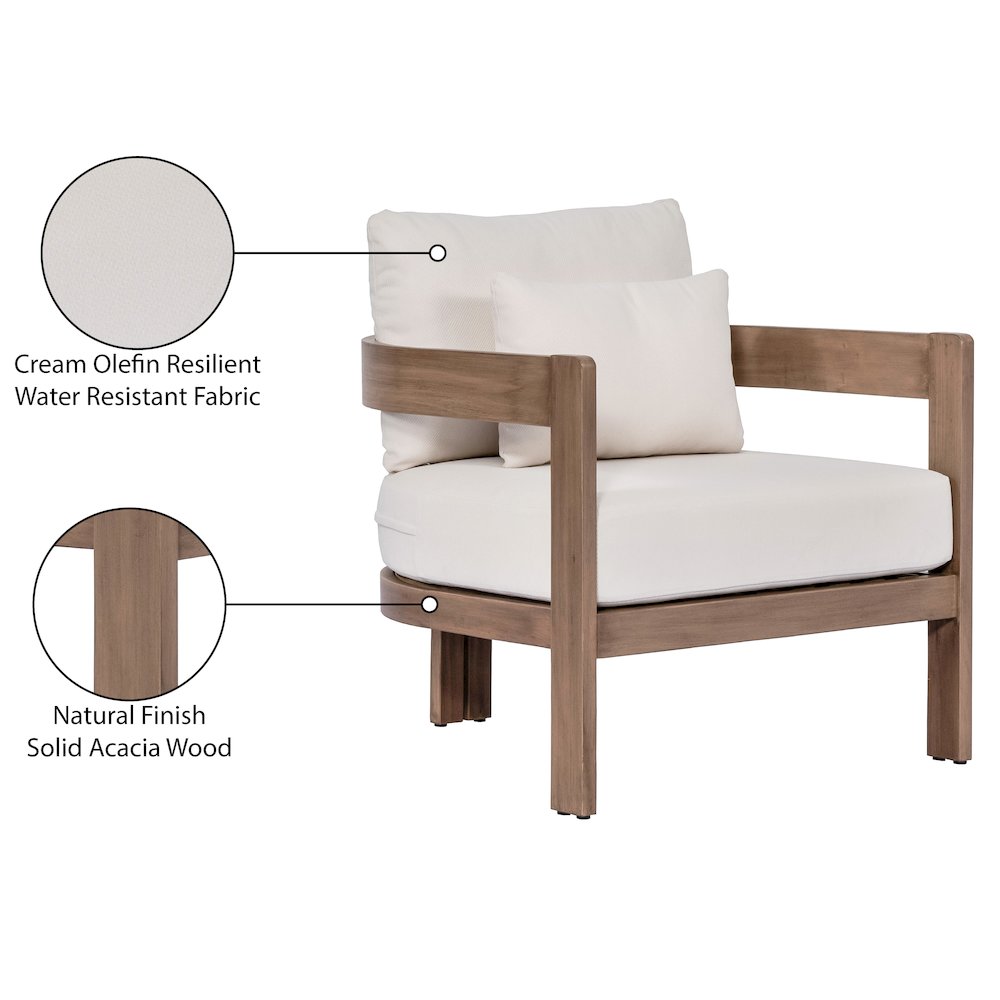 Newport Cream Water Resistant Fabric Upholstered Outdoor Patio Chair