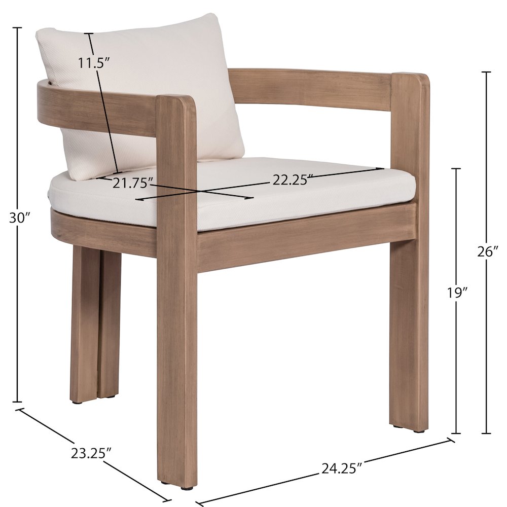 Newport Cream Water Resistant Fabric Upholstered Outdoor Patio Dining Chair