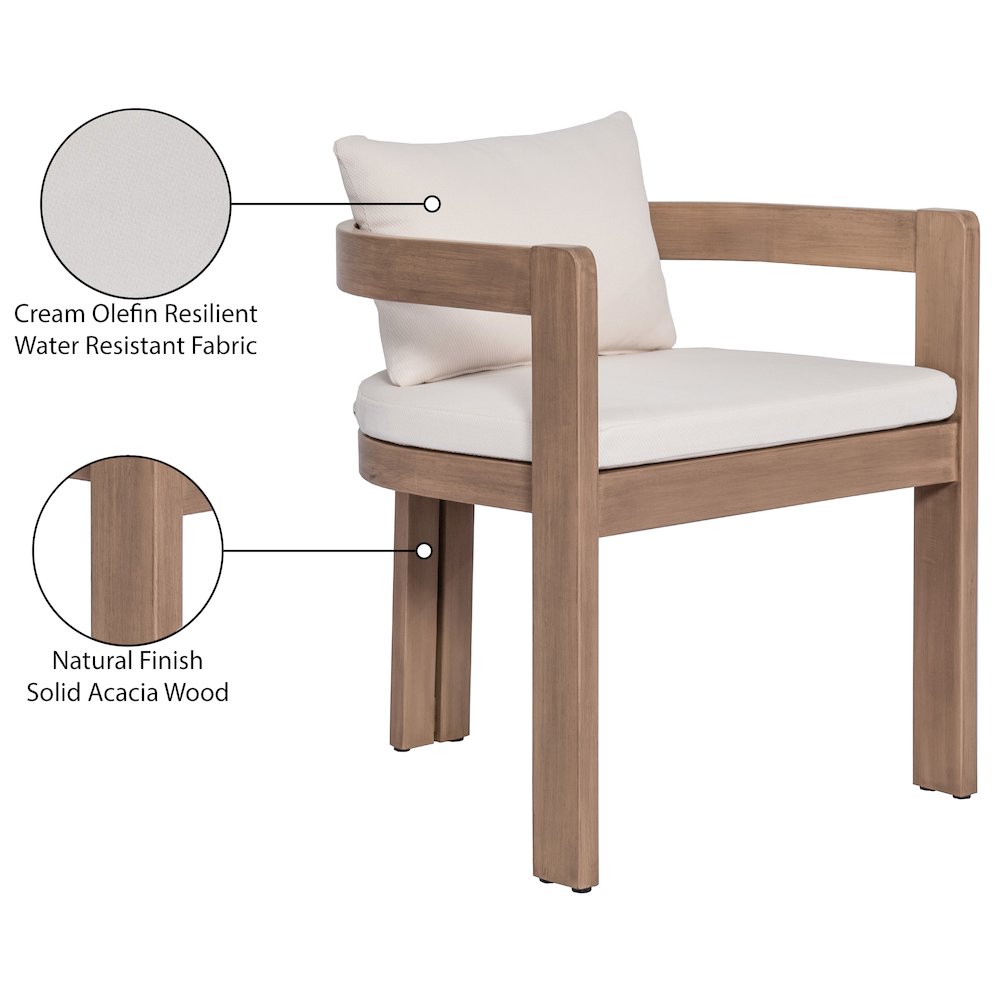 Newport Cream Water Resistant Fabric Upholstered Outdoor Patio Dining Chair