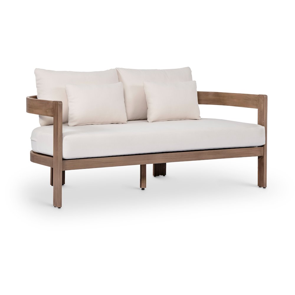 Newport 65" Cream Water Resistant Fabric Upholstered Outdoor Patio Loveseat