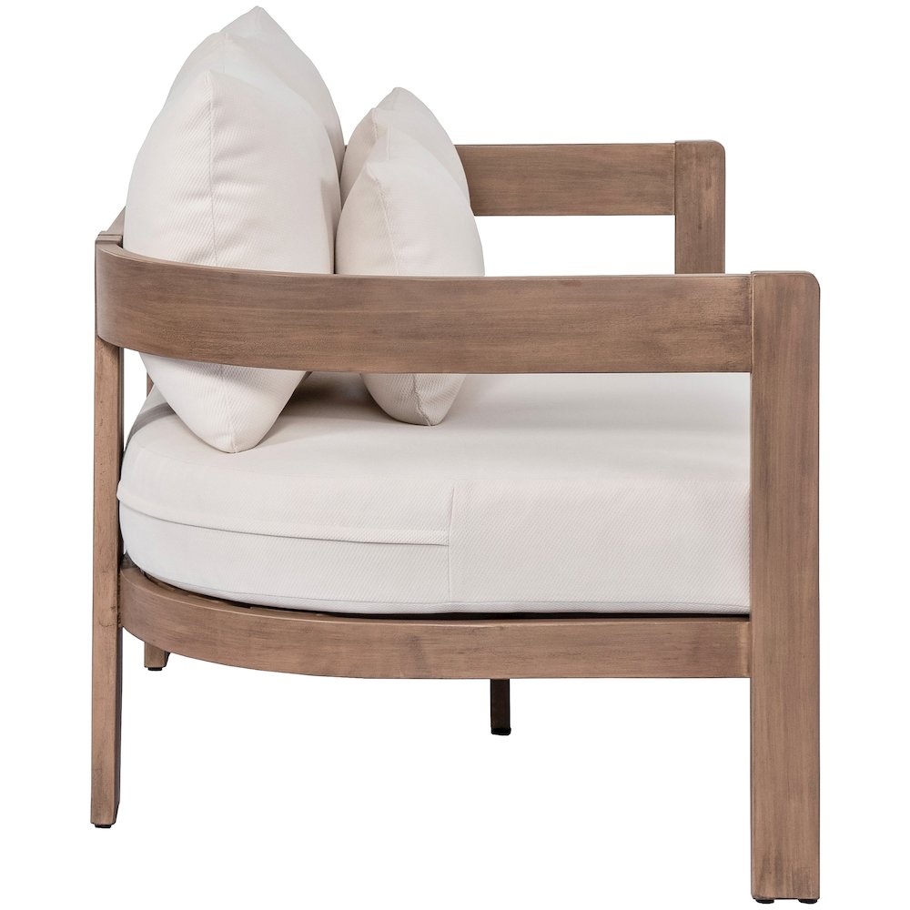 Newport 65" Cream Water Resistant Fabric Upholstered Outdoor Patio Loveseat