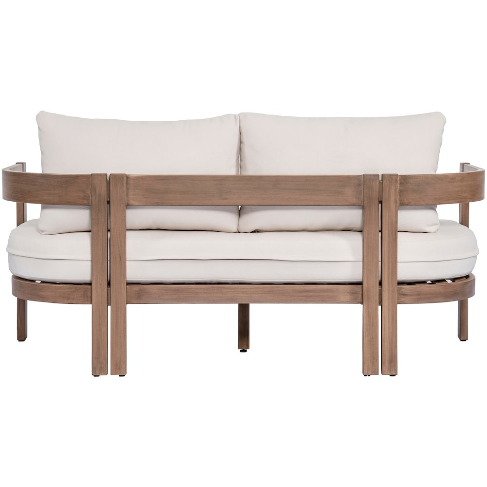 Newport 65" Cream Water Resistant Fabric Upholstered Outdoor Patio Loveseat